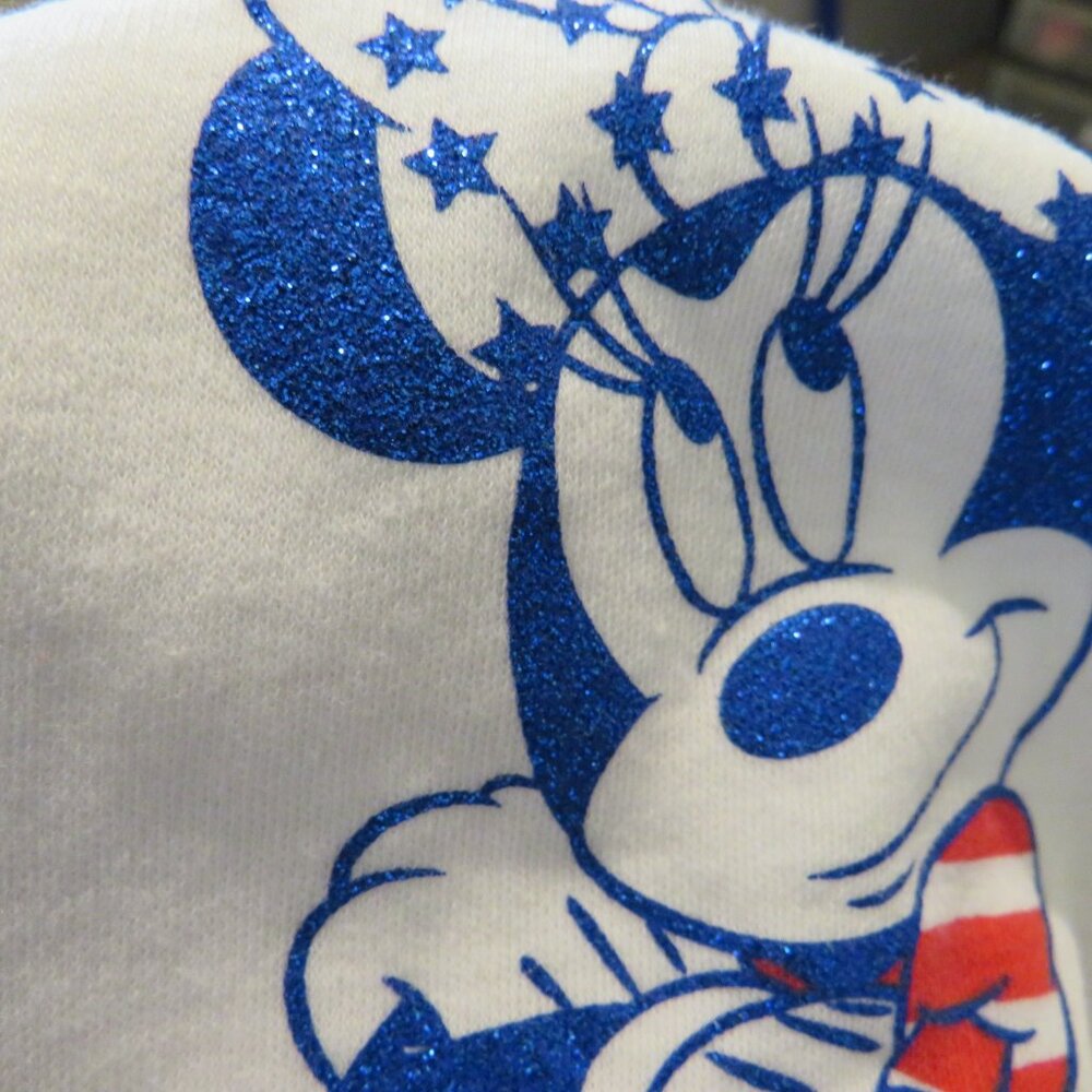 Baby Disney Minnie Mouse NB bodysuit SPARKLY decal Glittered Patriotic - Picture 2 of 4